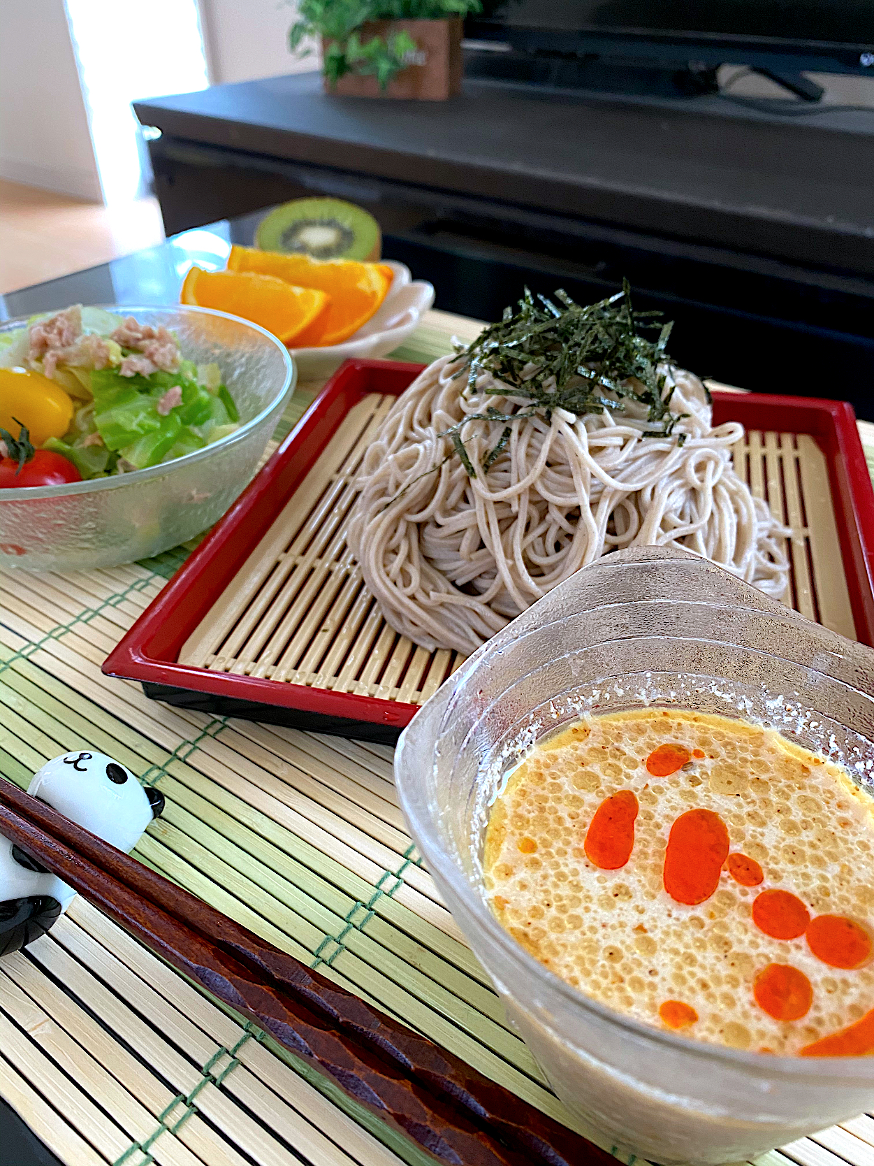 ゆかりさんの料理 胡麻豆乳つゆでお蕎麦🙏