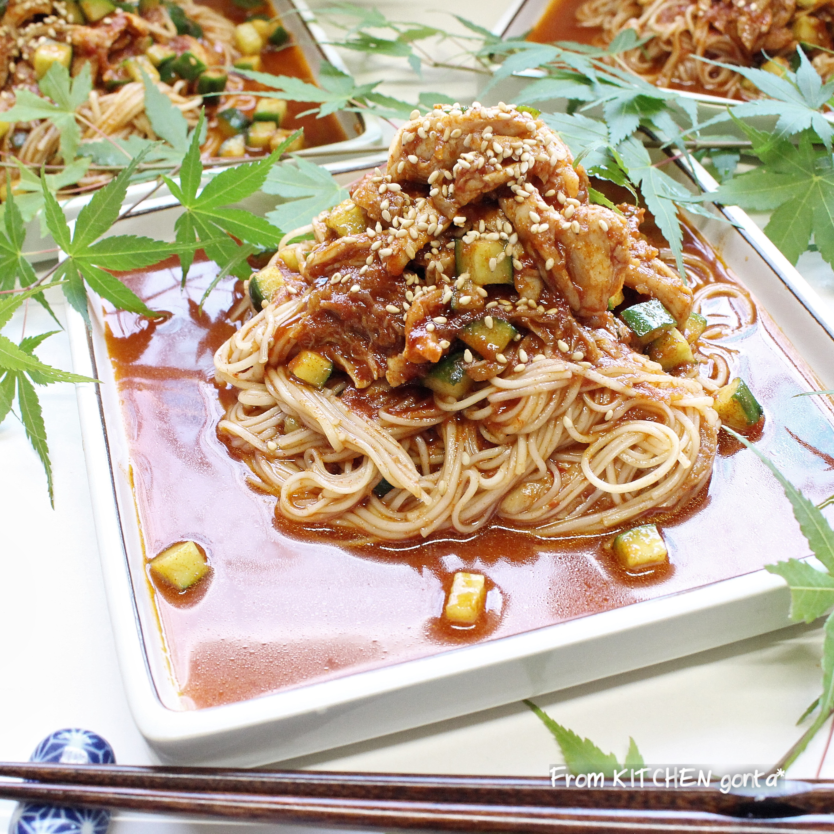 暑い日に食べたい✨ピリ辛そうめん♬棒棒鶏風﻿