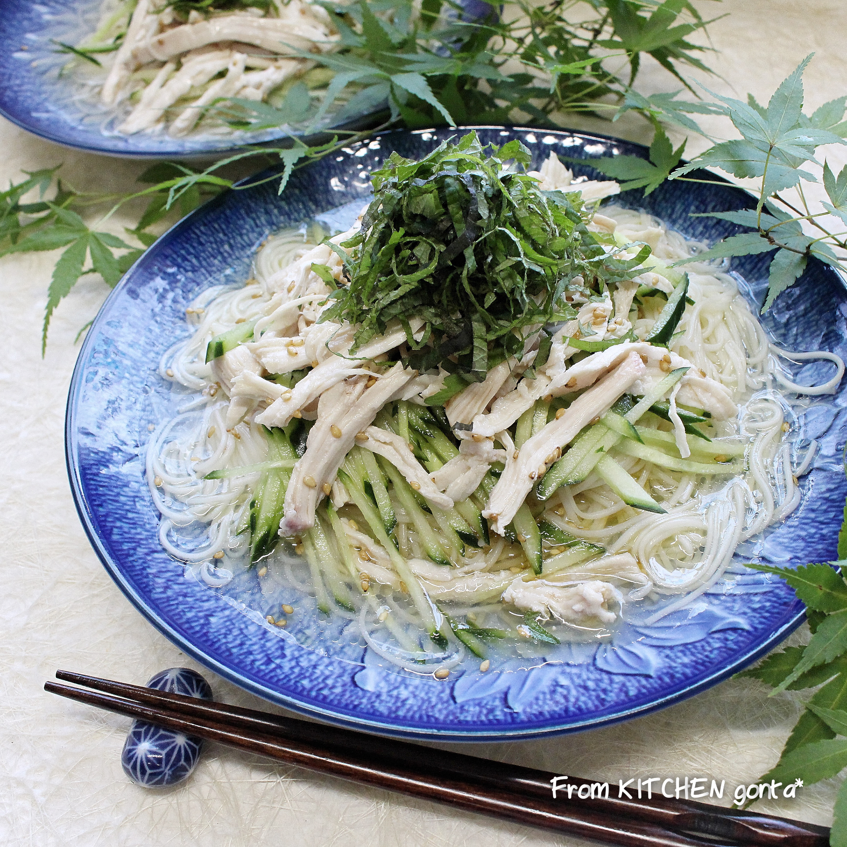 麺つゆに飽きたら🤨塩ぶっかけそうめん‼️﻿