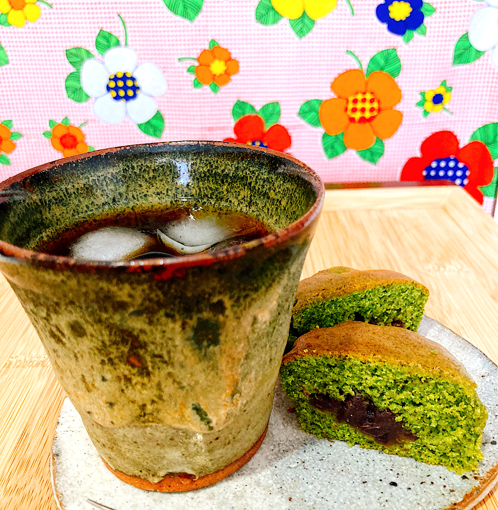 緑茶マフィン 発酵あんこ入り                本日2個目💦