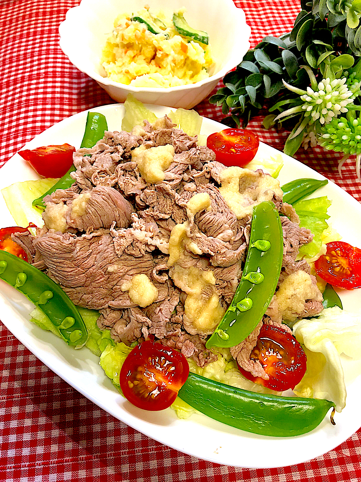 牛しゃぶサラダ🥗手作り玉ねぎドレッシング✨✨