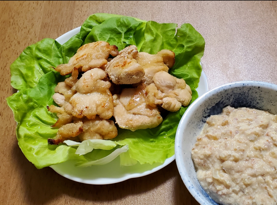 鶏肩小肉のチキン南蛮、お豆腐梅タルタル