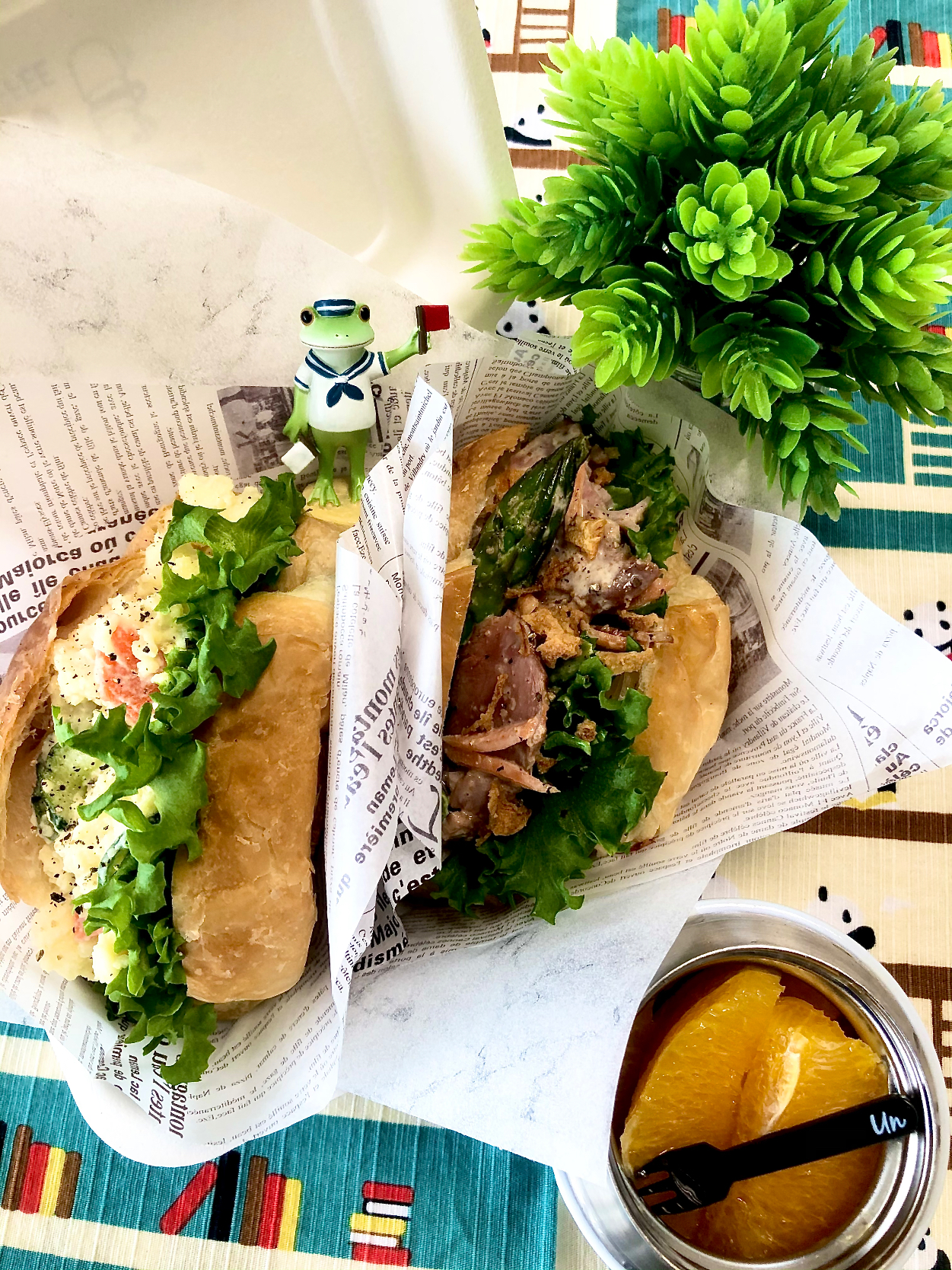 本日の娘弁🥪🥐🐖🌿🥔