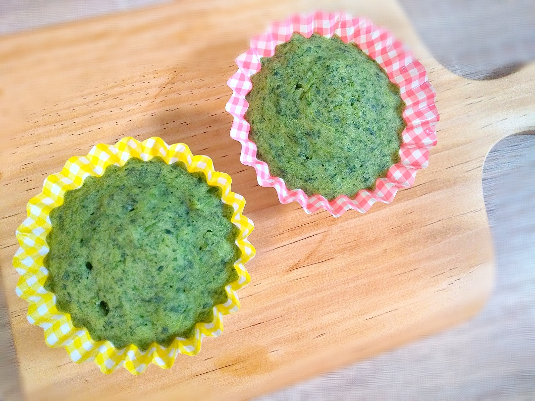 レンチン1分♪米粉でほうれん草蒸しパン＊