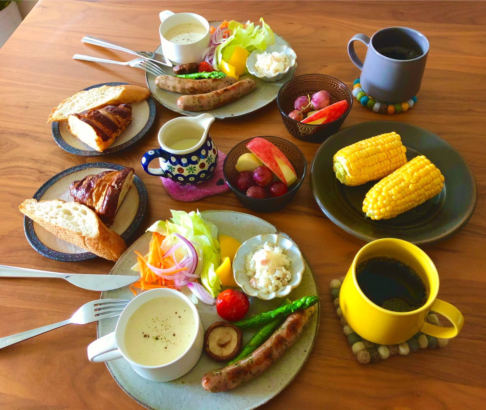 レモンとバジルのソーセージで朝ごはん