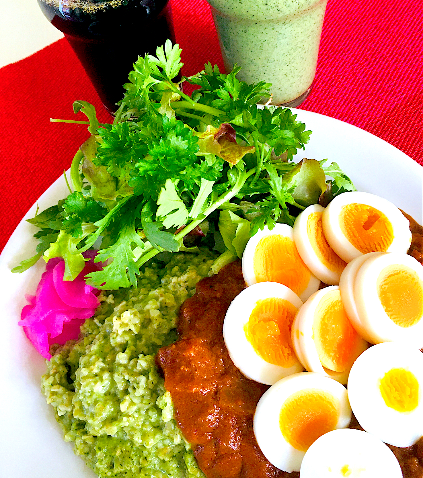 グリーンオートミールスパイスチキンカレー🍛😋