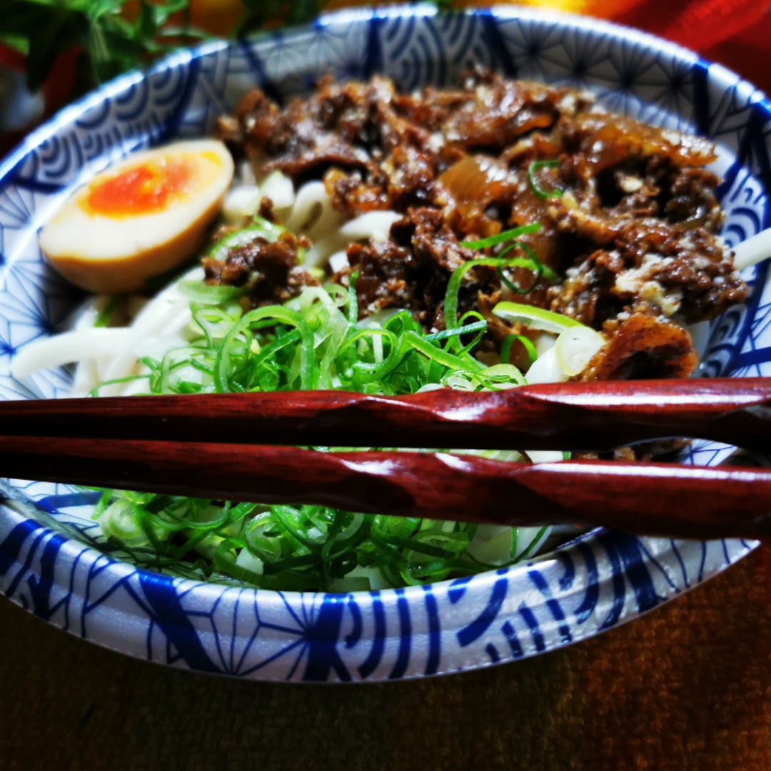 １日☔温かい肉うどん(~‾▿‾)~