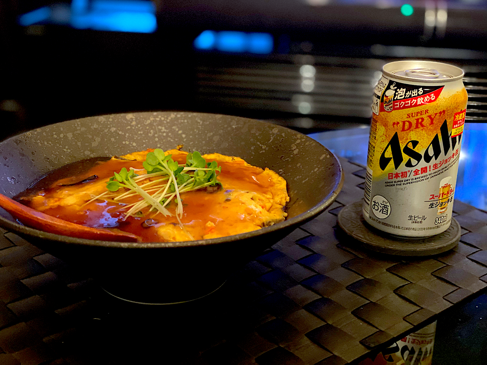 カニ玉丼にアサヒスーパードライ 生ジョッキ缶🍺