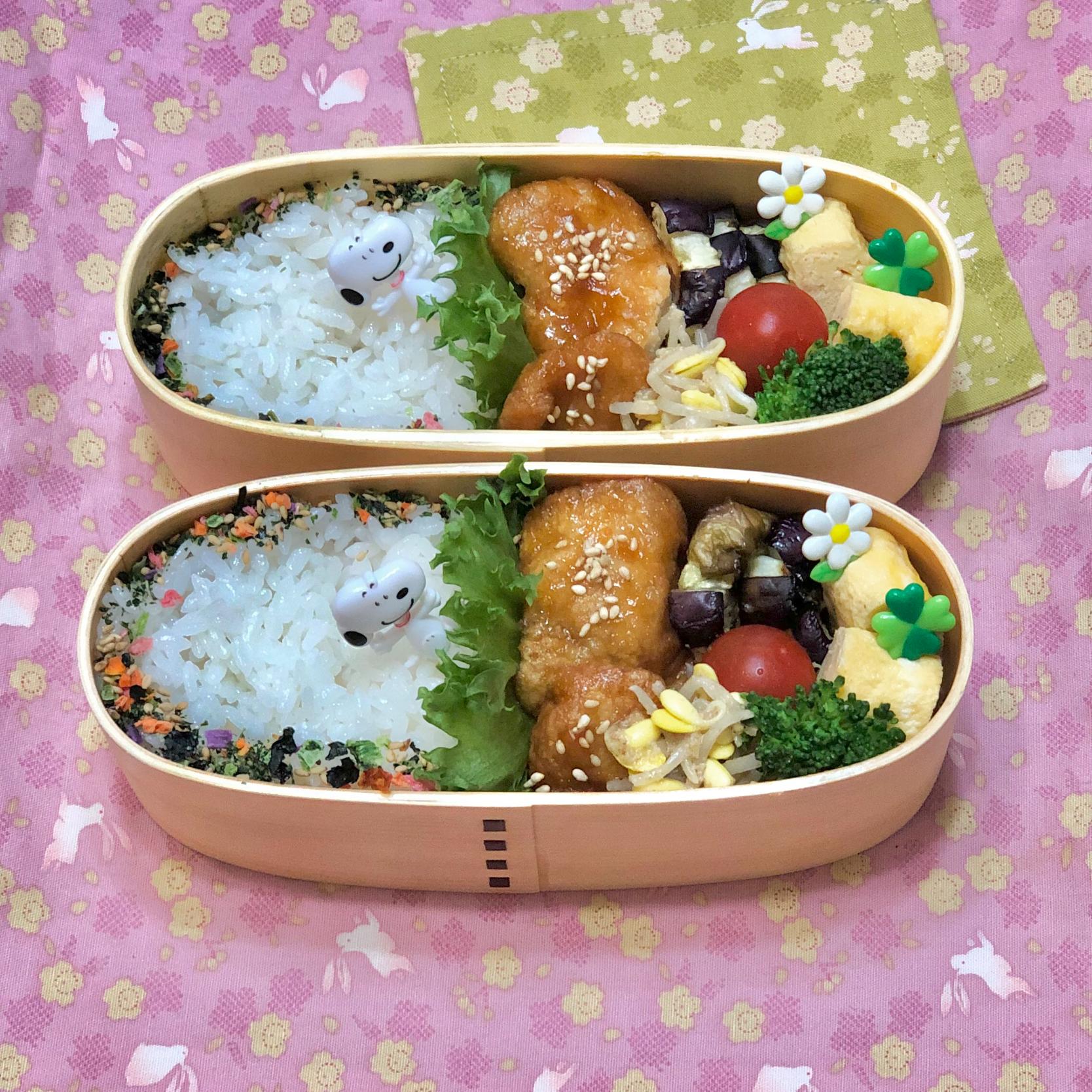 胸肉の甘酢チキン☘の双子ちゃんお弁当💙❤️ 6/4金