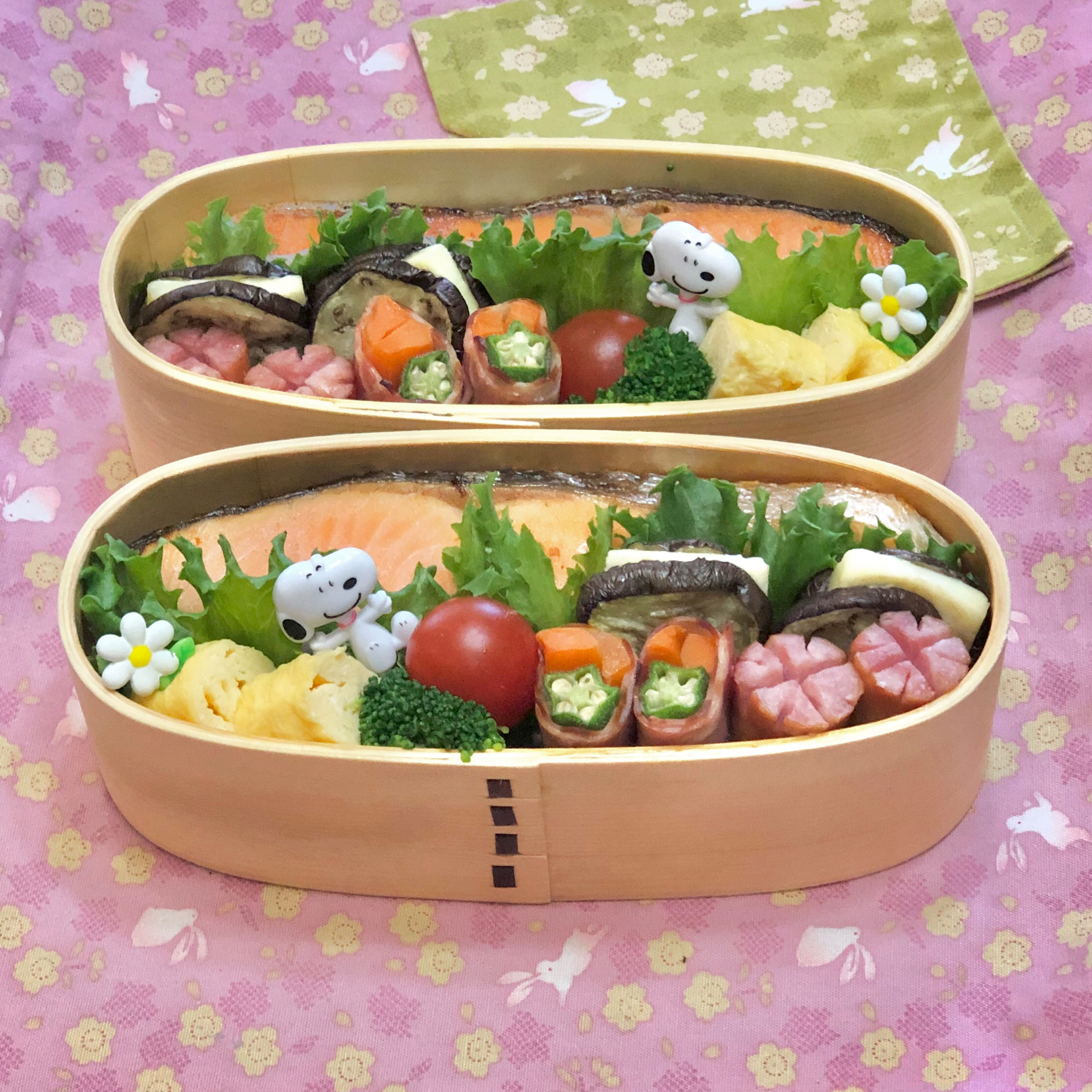 塩鮭グリル☘の双子ちゃんお弁当💙❤️ 6/9水