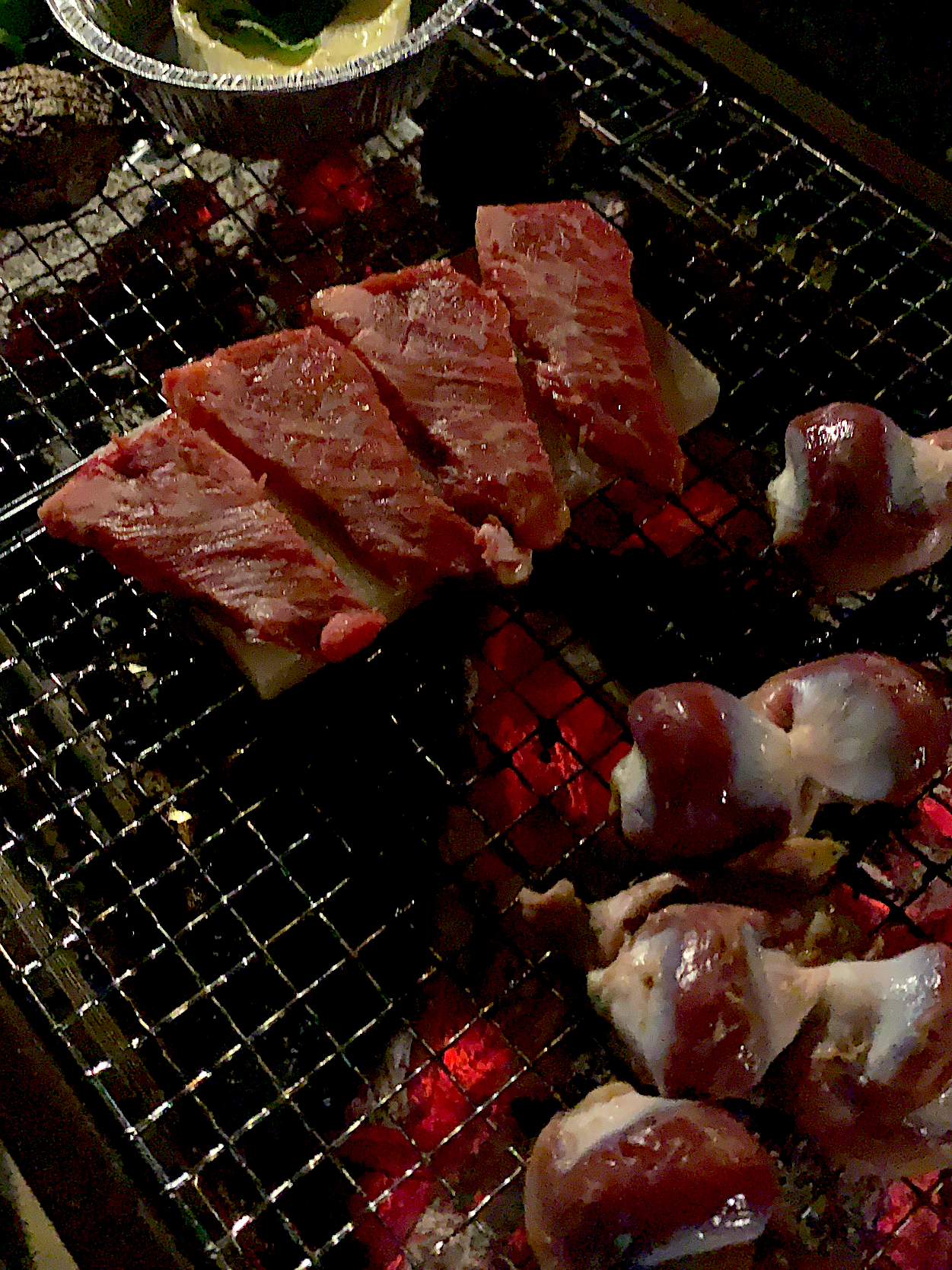 お家でBBQ、岩塩プレート　ミスジ肉