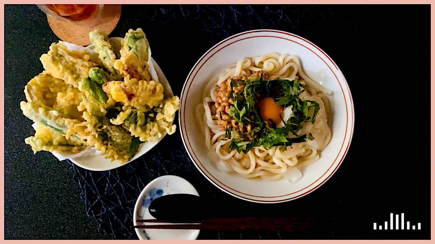 お昼ごはん『夏野菜とチクワの天ぷら・冷やしぶっかけうどん』
