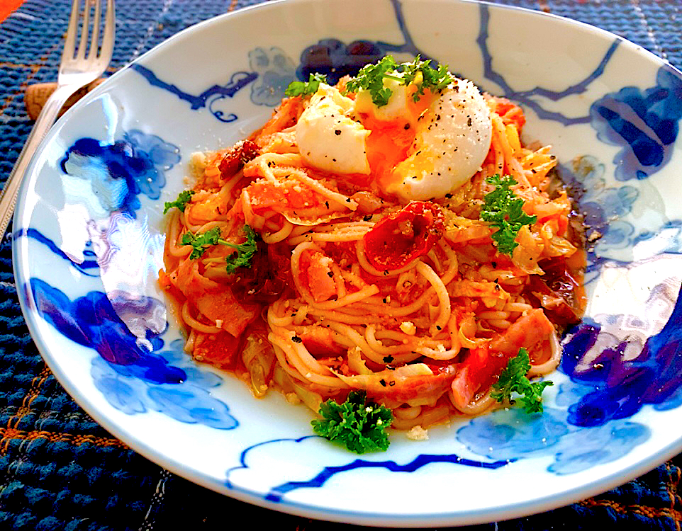 初めてのセミドライトマトで素麺のパスタ風🍅✨