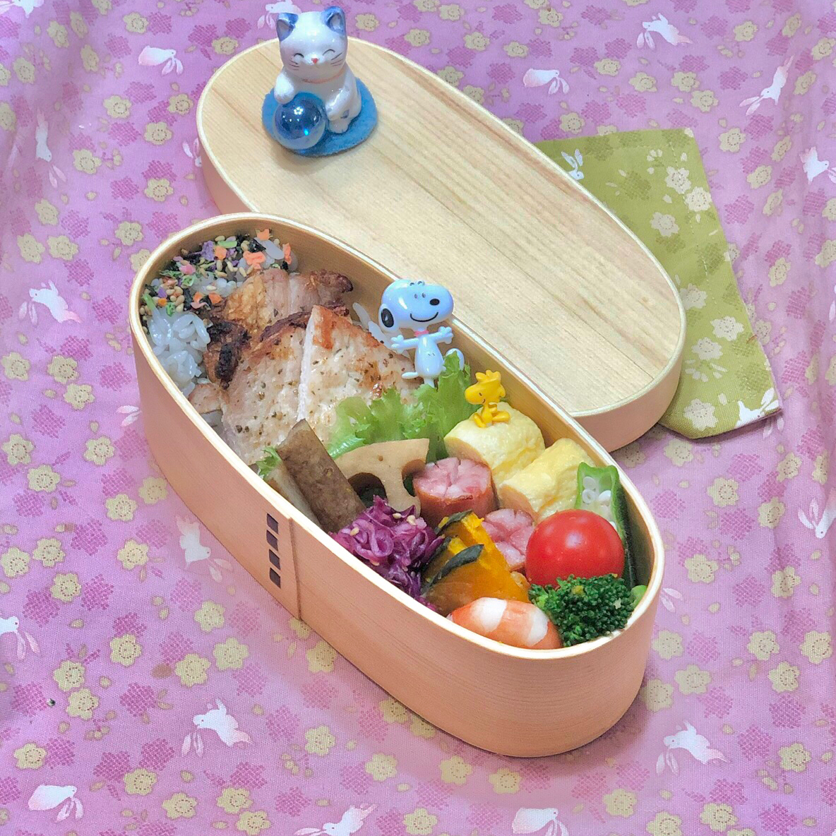 豚ロースガーリックオイル漬けグリル☘の💙ちゃんお弁当　10/6水