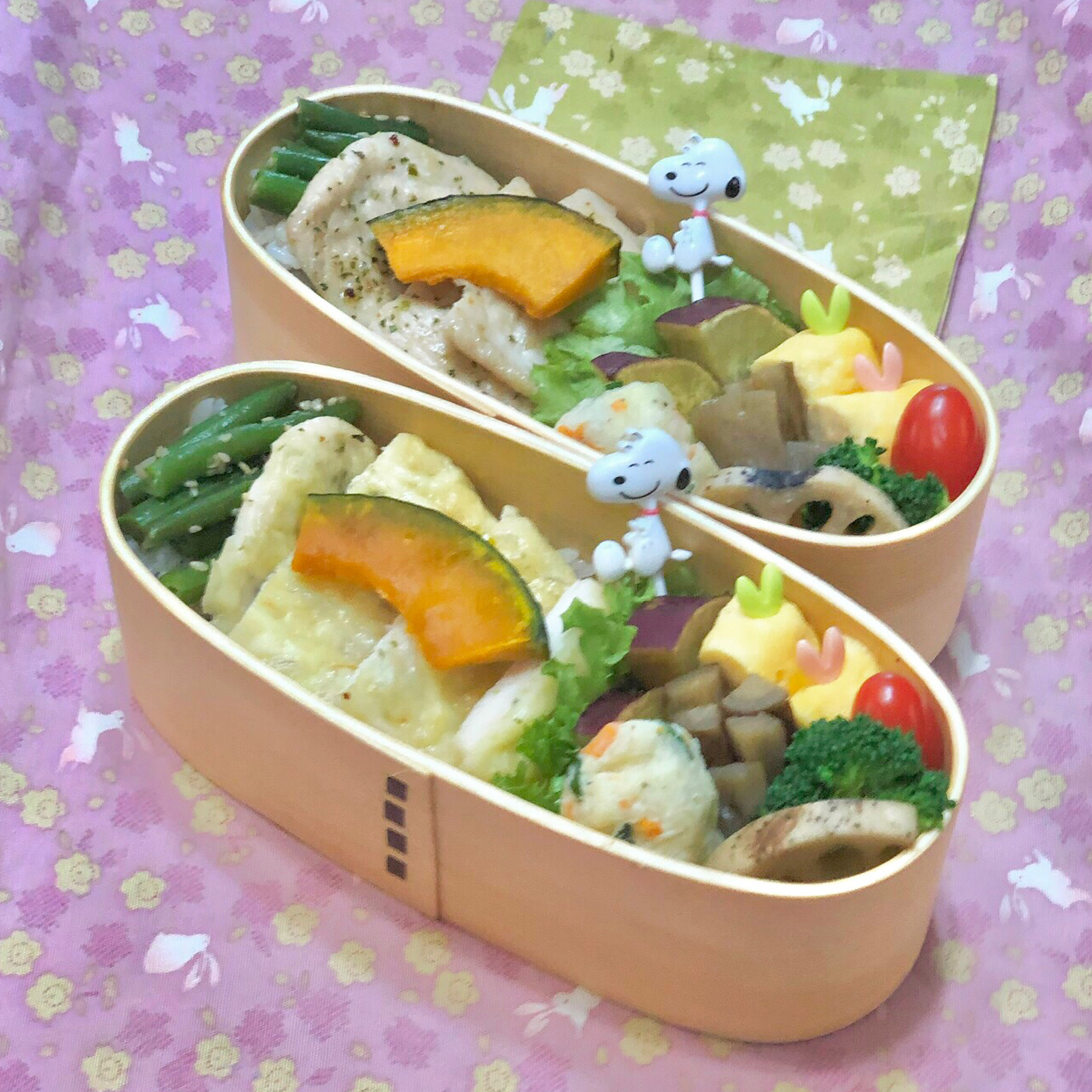 ササミのチーズグリル💙ハーブグリル❤️の双子ちゃんお弁当☘ 10/13水