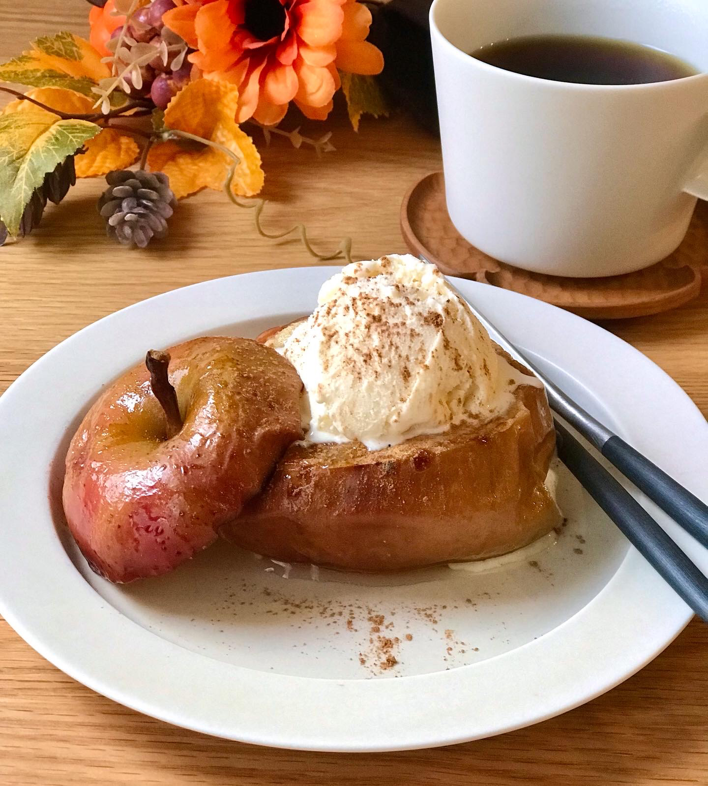 焼きりんごバニラアイス添え🍎🍨