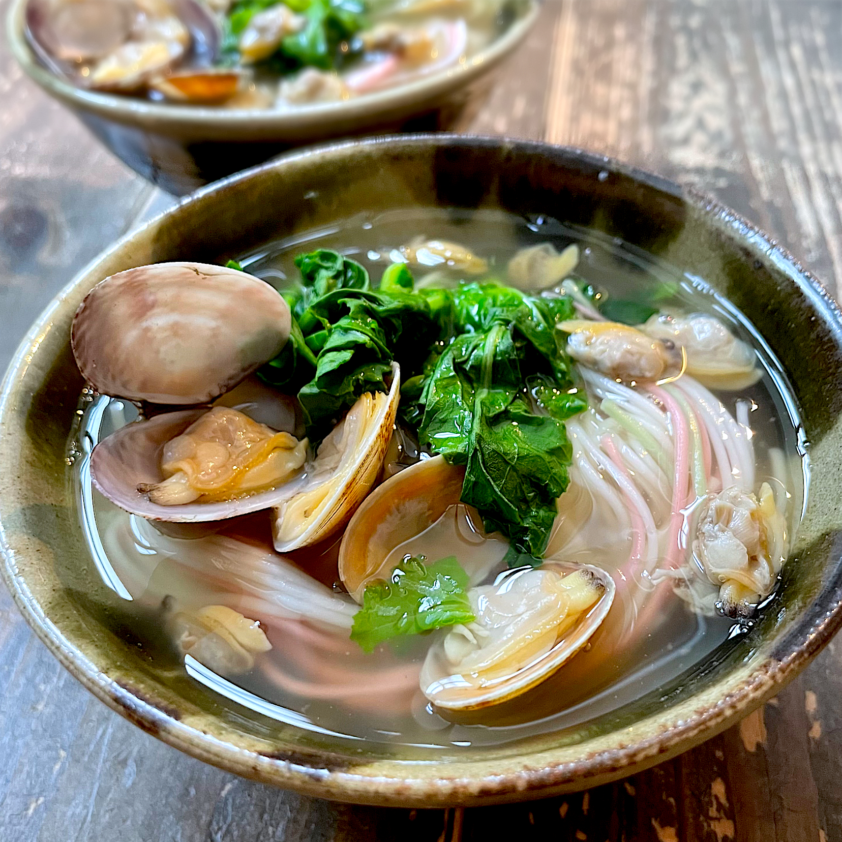 菜ばなとあさりの春満開にゅうめん