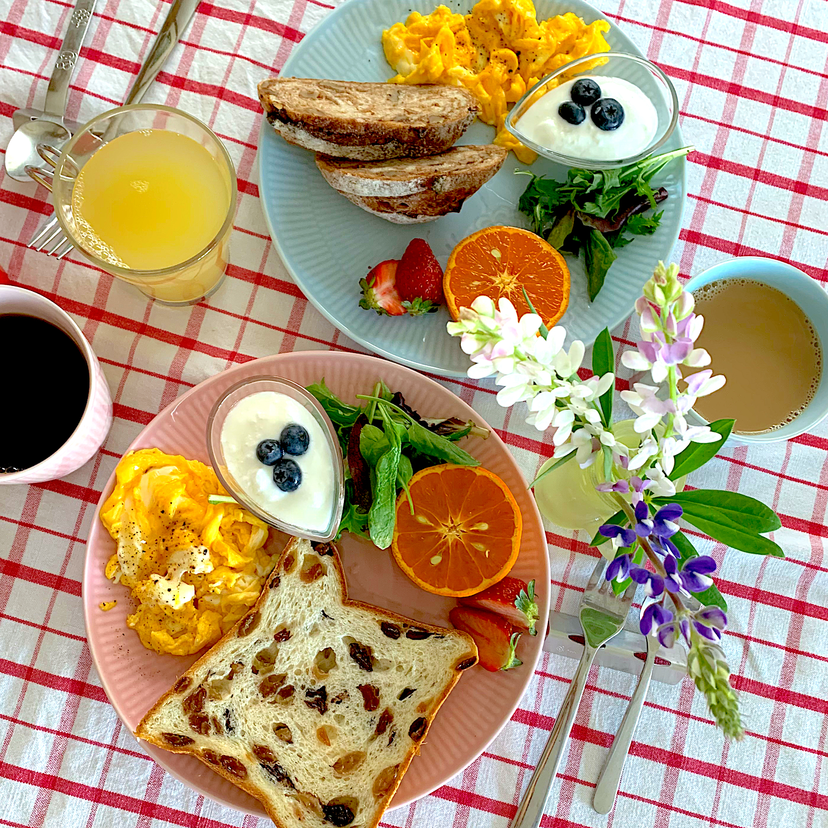 🌼花とモーニングプレート🌼