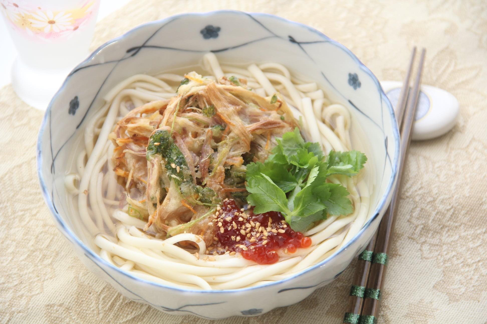 『春のかき揚げひやかけうどん』【公式】料理研究家　指宿さゆり