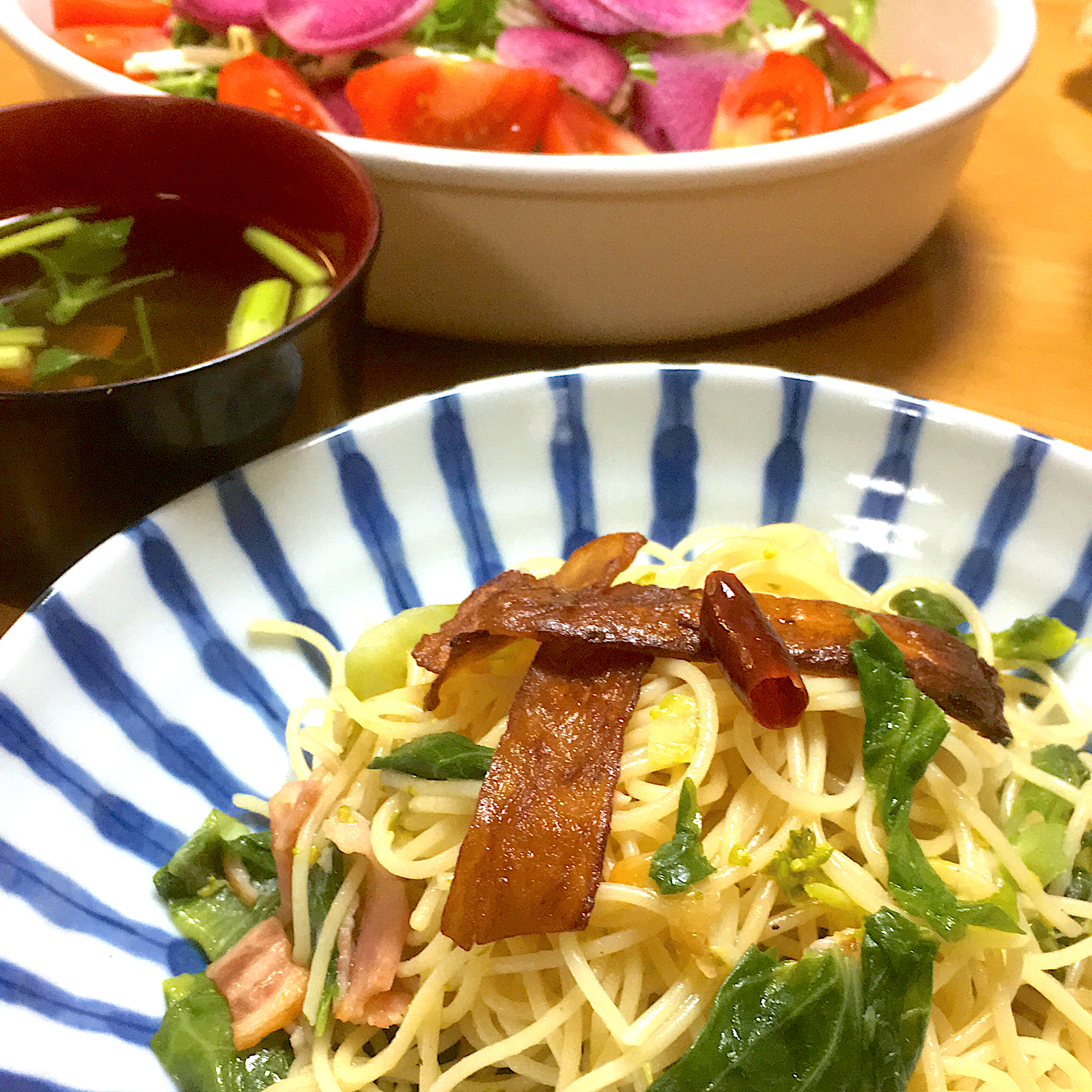 とう立ち白菜のペペロンチーノ