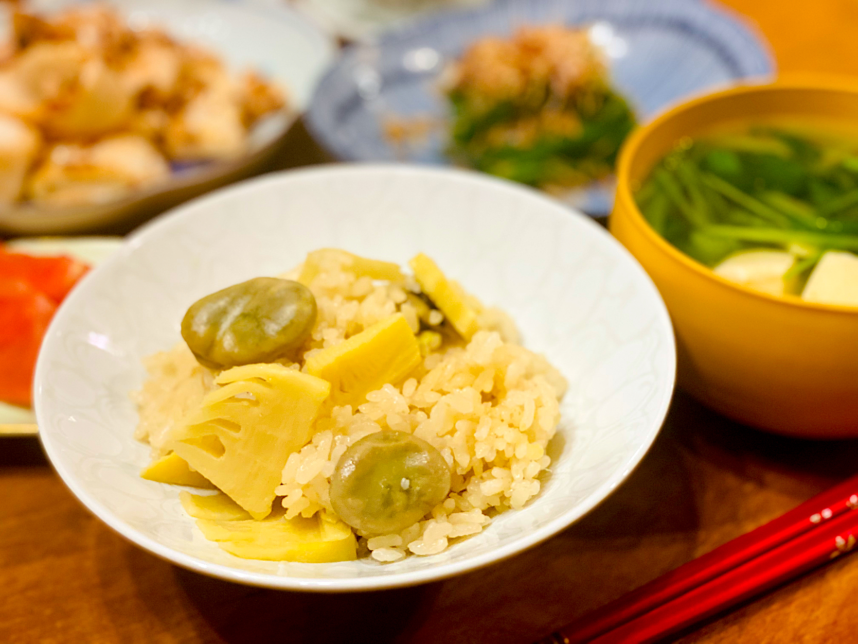 春の味覚♡空豆とたけのこの炊き込みご飯☺︎