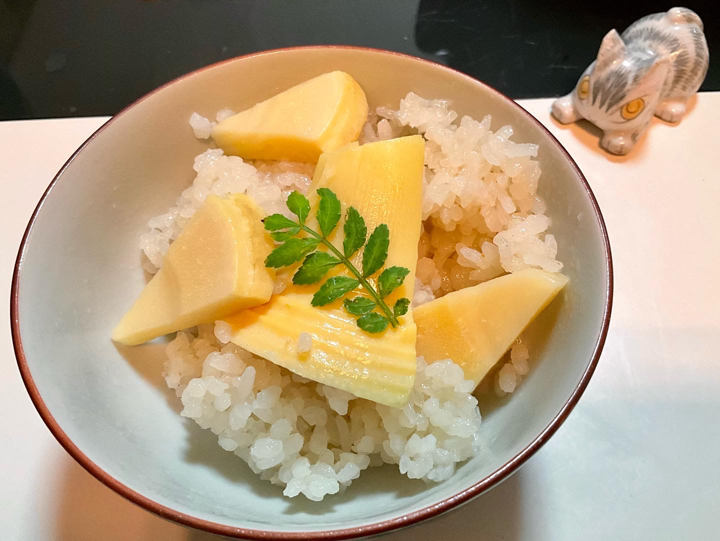 静岡と茨城産の筍を土鍋で炊き込みました。お焦げが楽しみ