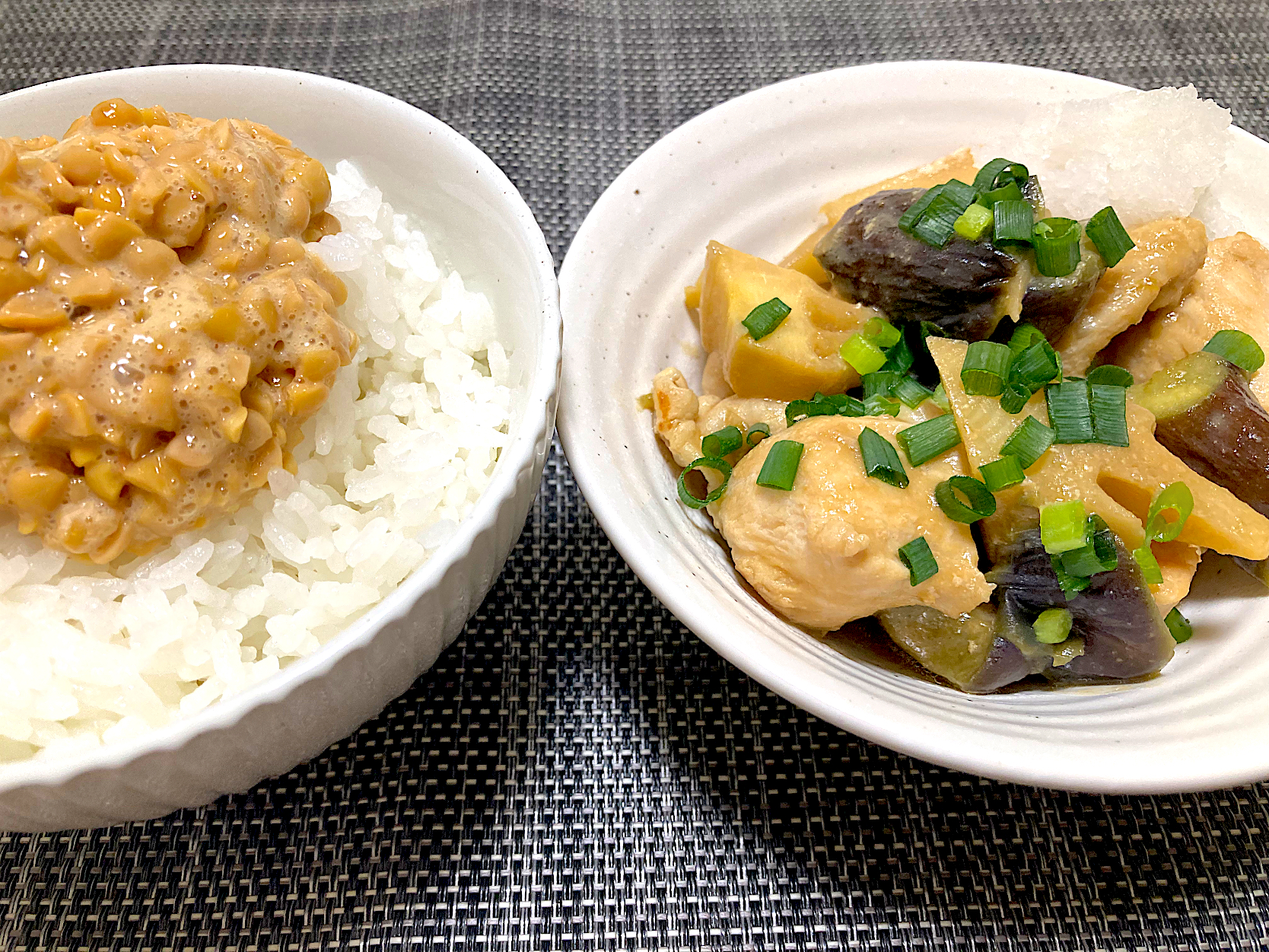 鶏胸肉と筍とナスの味噌炒め