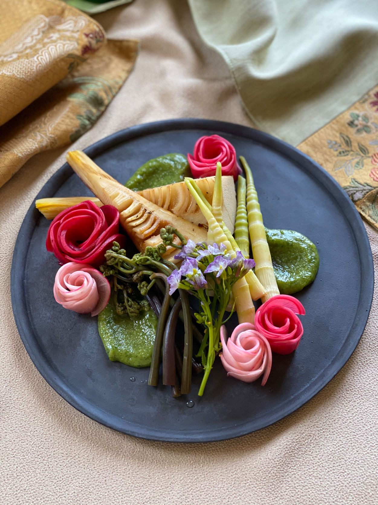 焼きたけのこと姫竹、わらびを木の芽みそで✨🌿✨