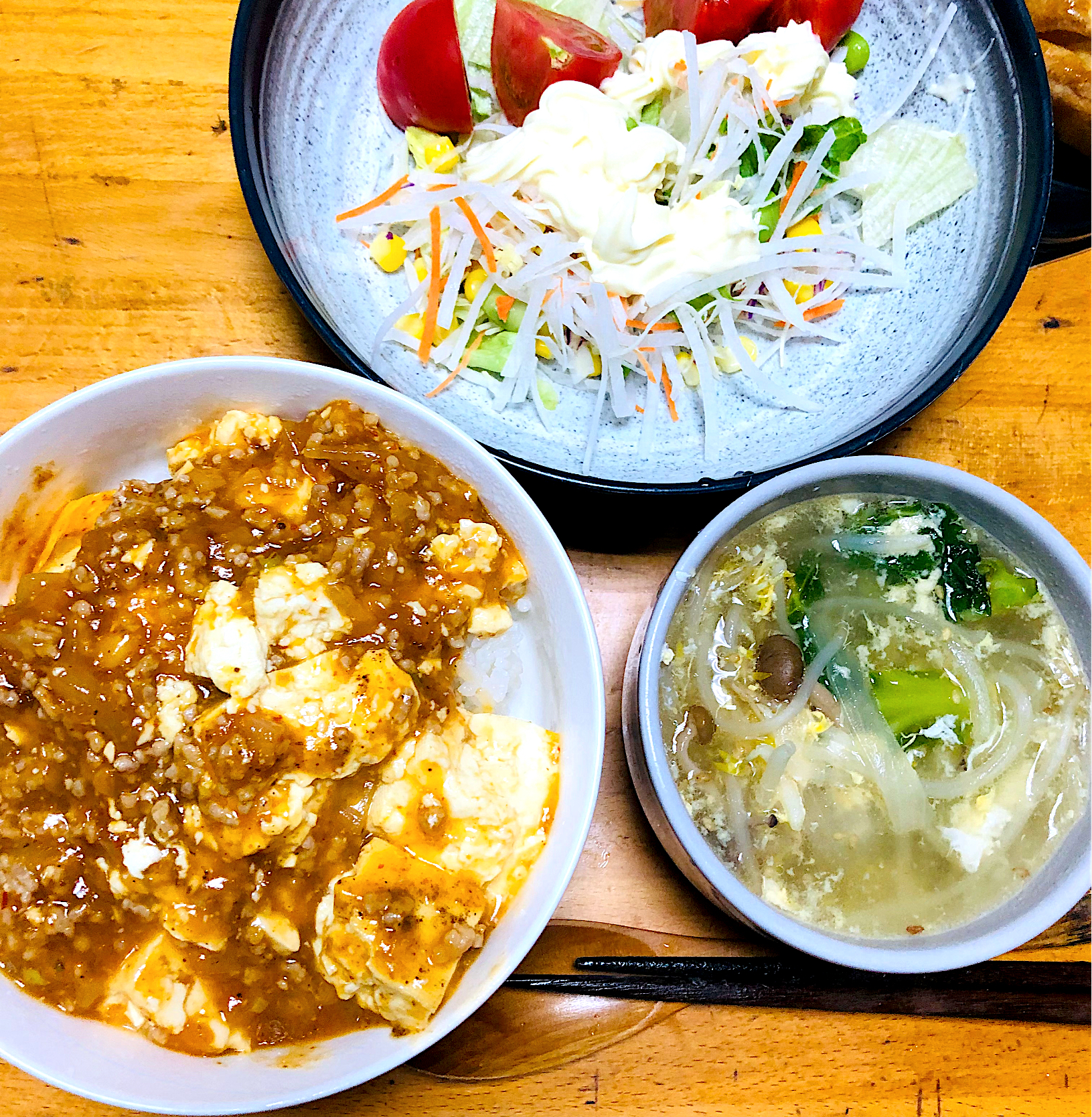 麻婆豆腐と卵スープ