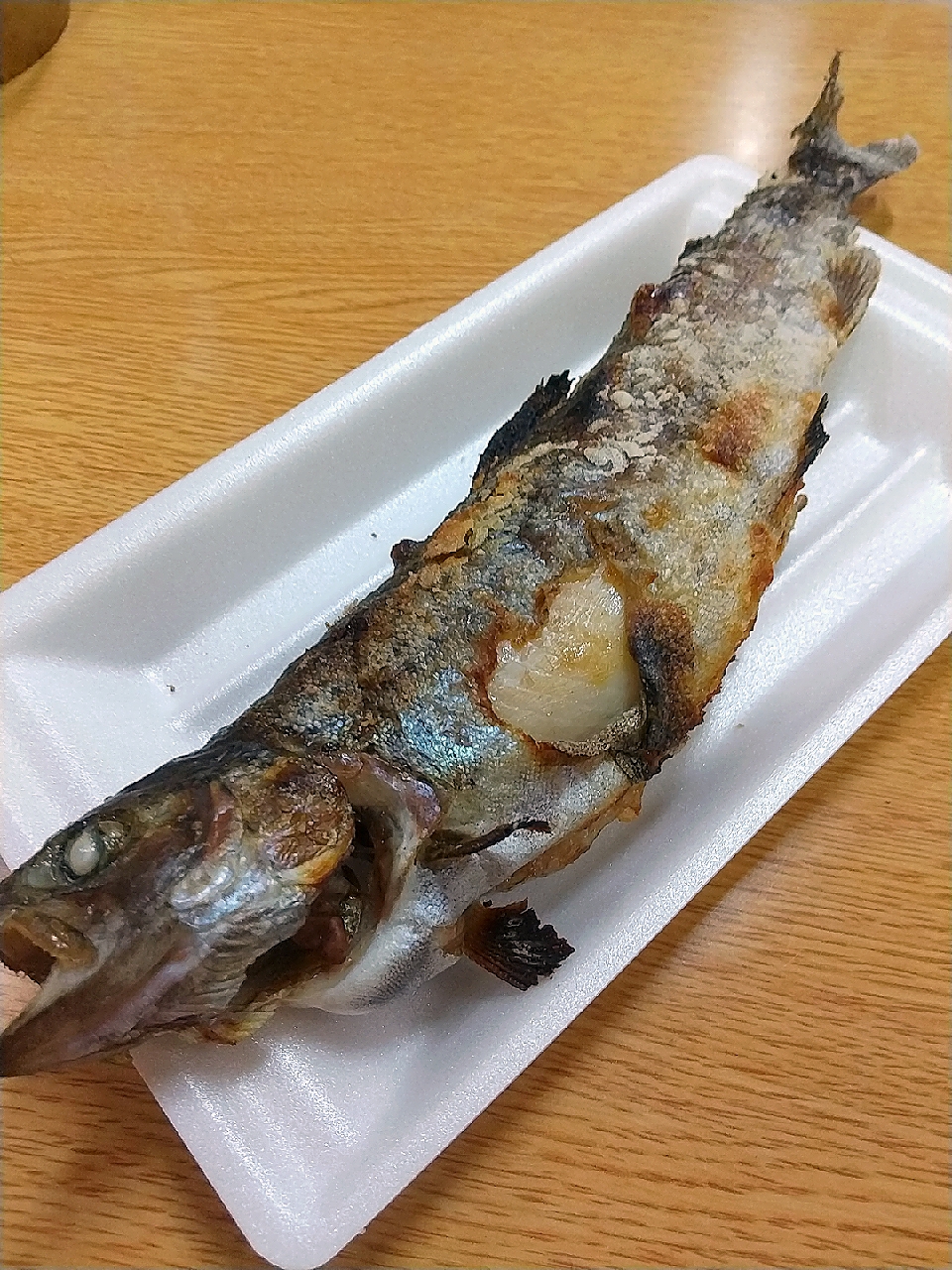 釣ったヤマメ塩焼き