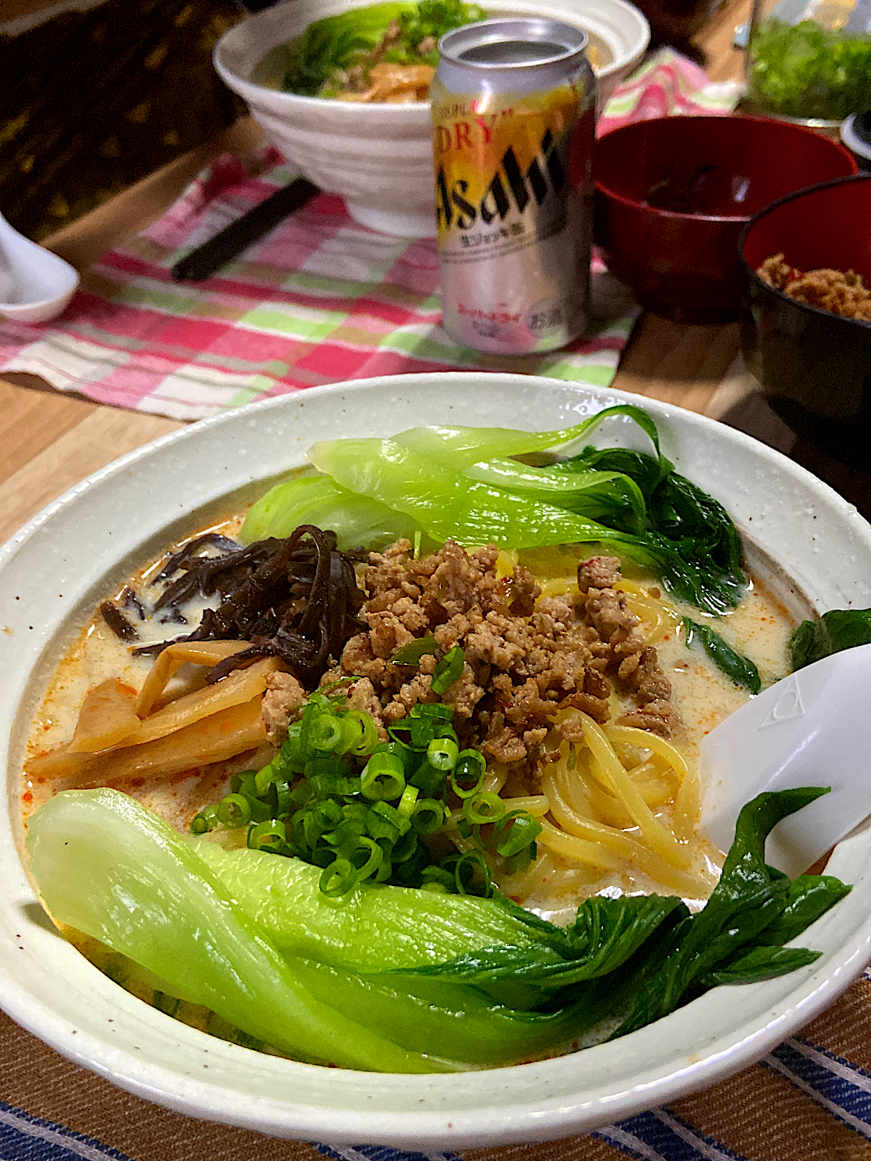 お夕飯。坦々麺〜🍜息子作です。