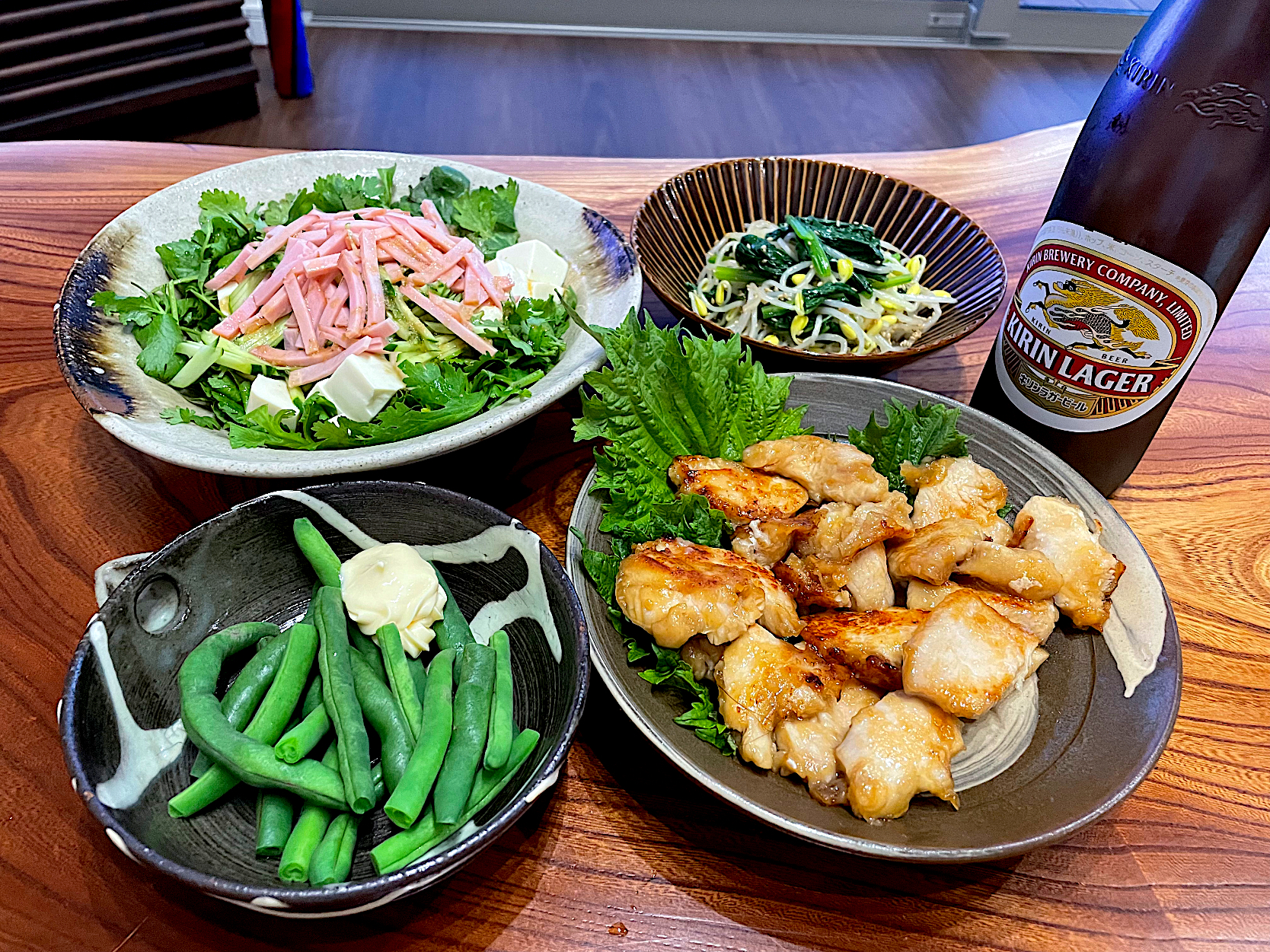 2022.6.26 鶏むね肉deガーリック醤油マヨ炒め🍻🍻🍻