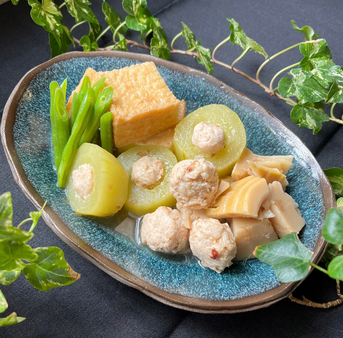 🌿白瓜の肉詰めと厚揚げ、筍、残りの肉団子でホッコリ煮物🌿