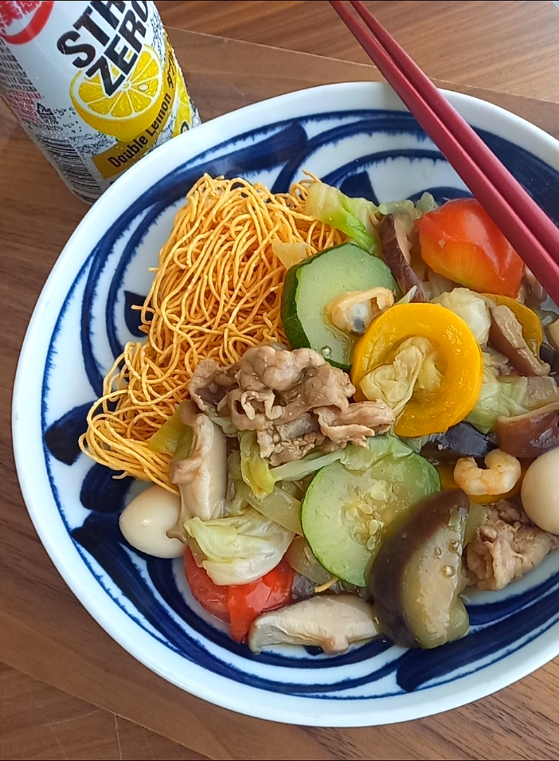 夏野菜皿うどん