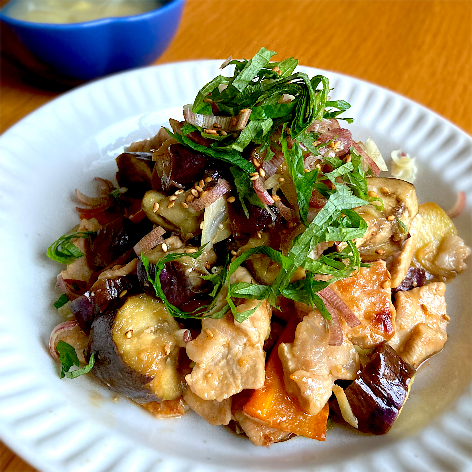 豚ナス甘酢味噌炒め