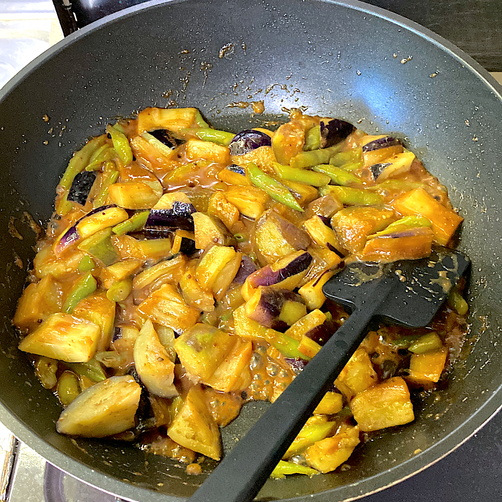 茄子とインゲンの味噌炒め