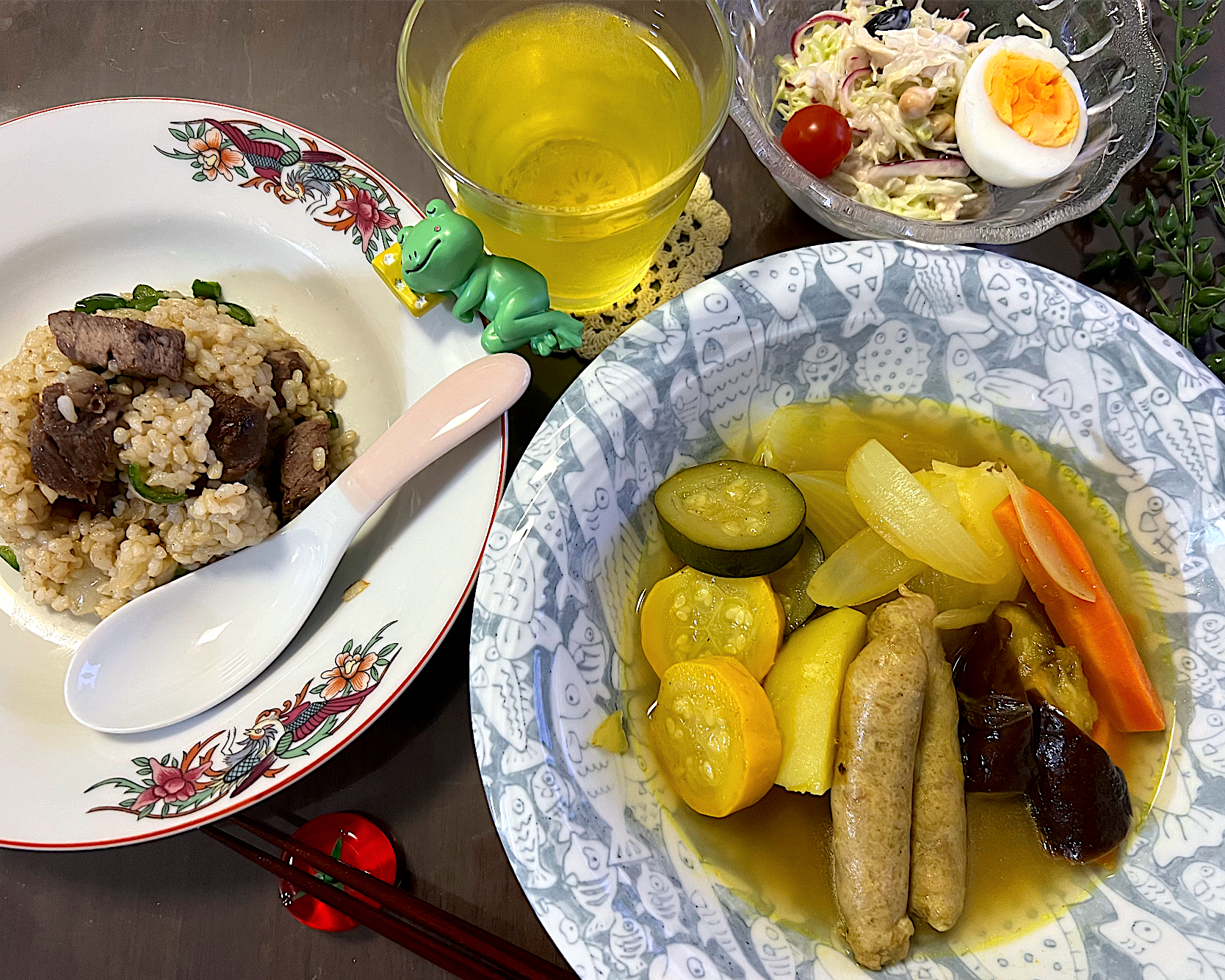 ステーキピラフ&カレー風味ポトフ😋