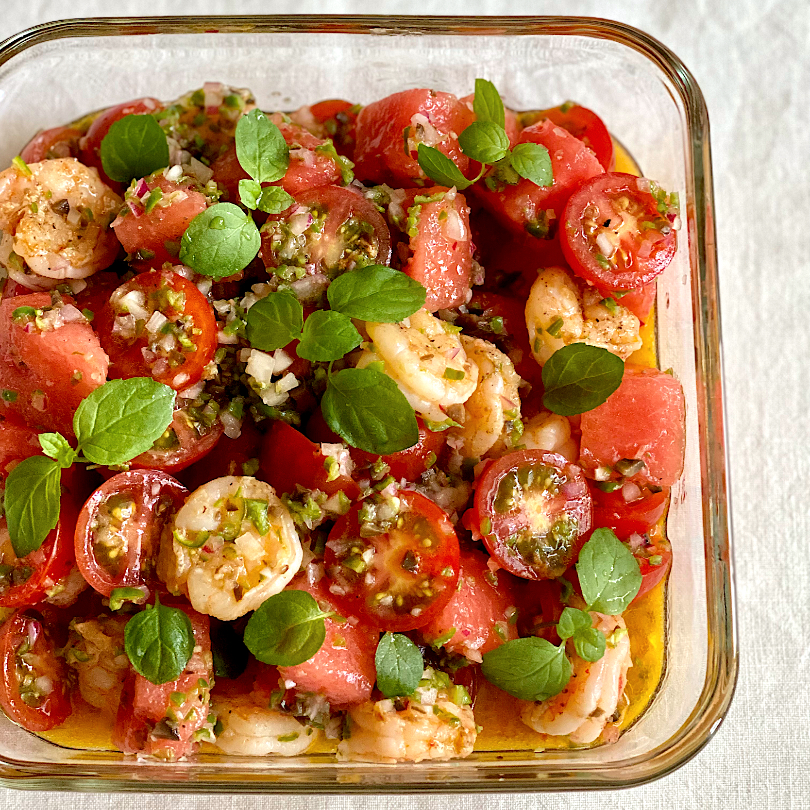 🍉🦐🍅えびとプチトマトのスイカマリネ