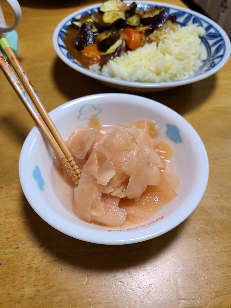 新生姜の甘酢漬け
夏野菜カレー