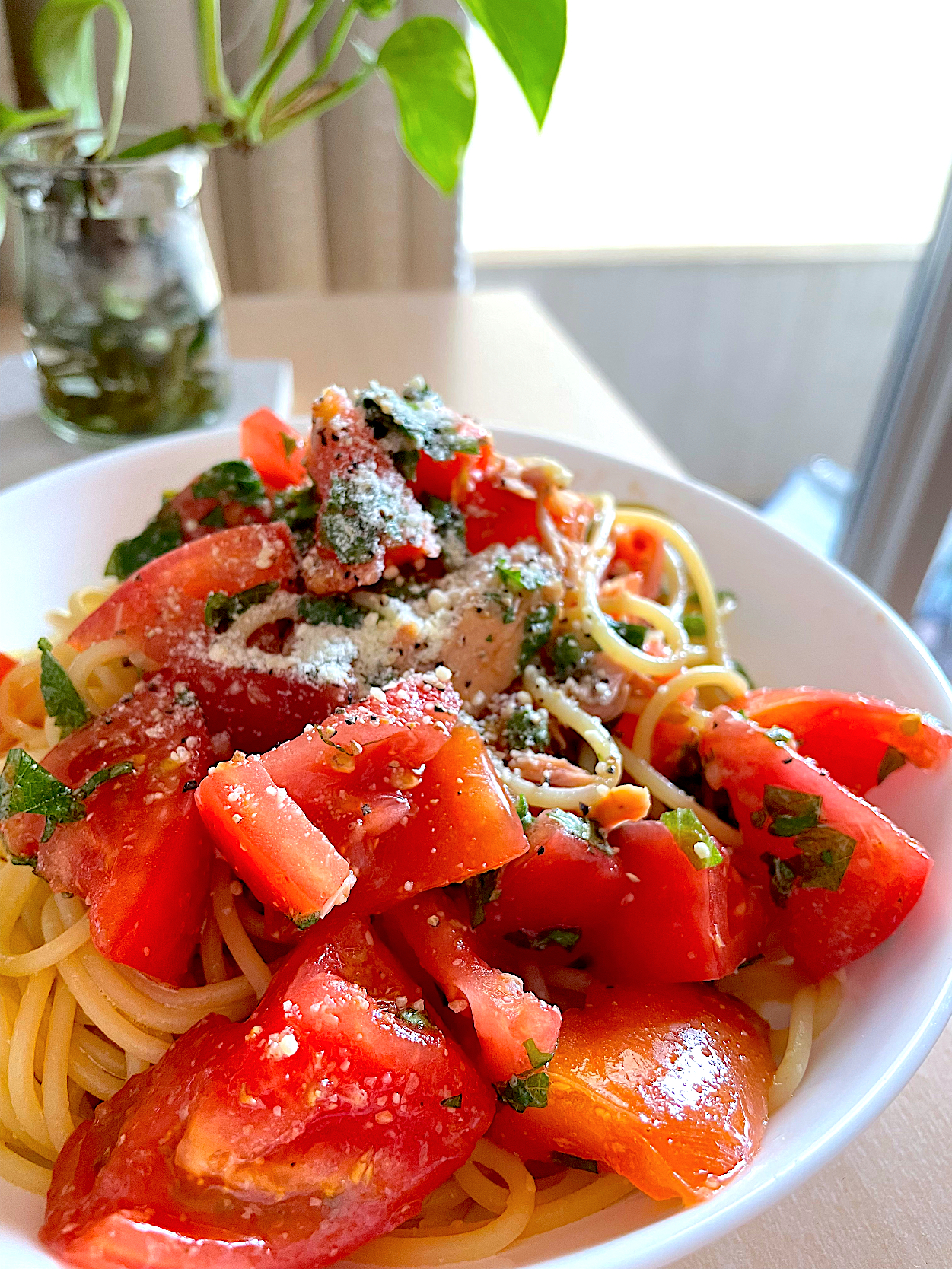 紫蘇とトマトの冷製パスタ🍅