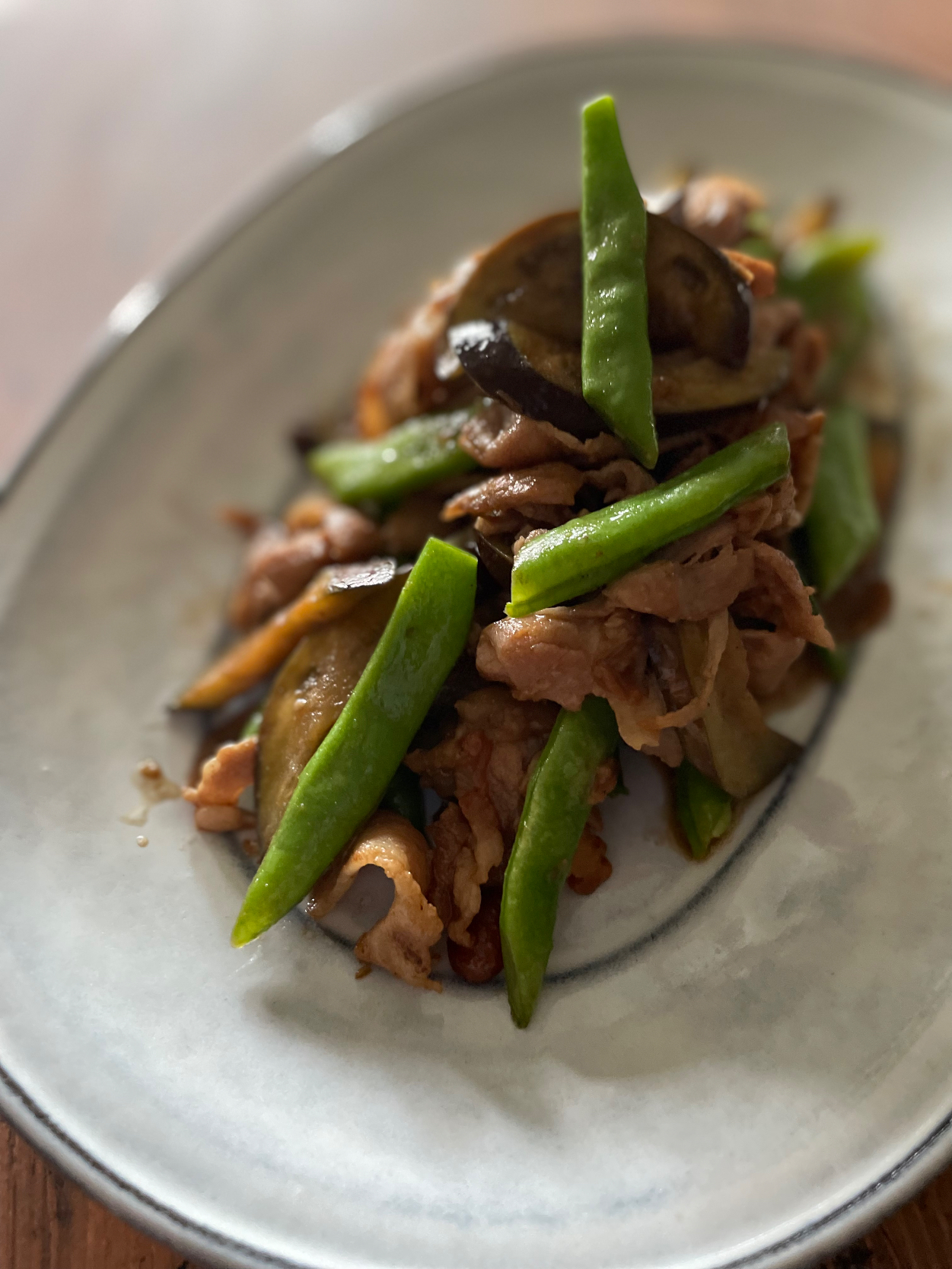 豚肉インゲンおなすの醤炒め