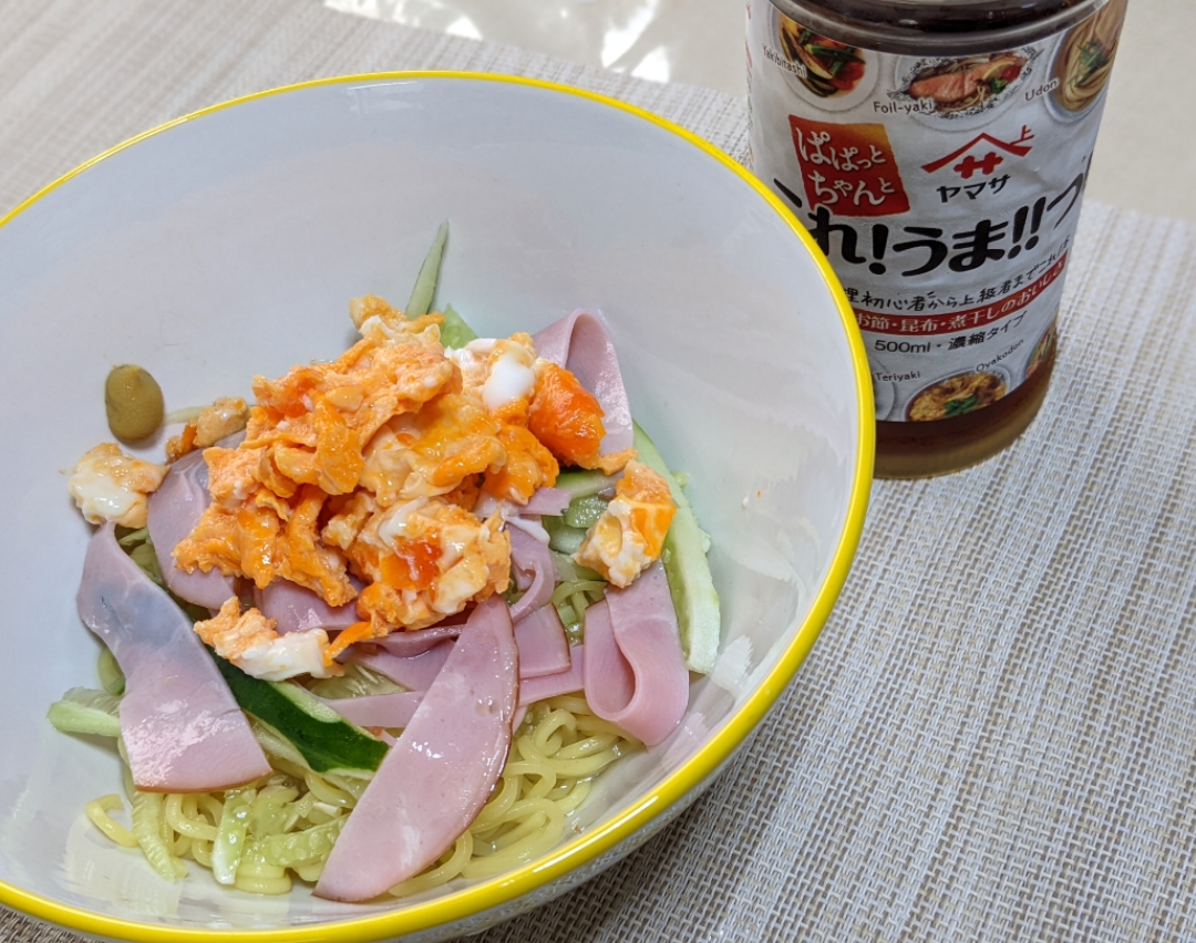 本日の昼食〜。0コンロ冷やしラーメン