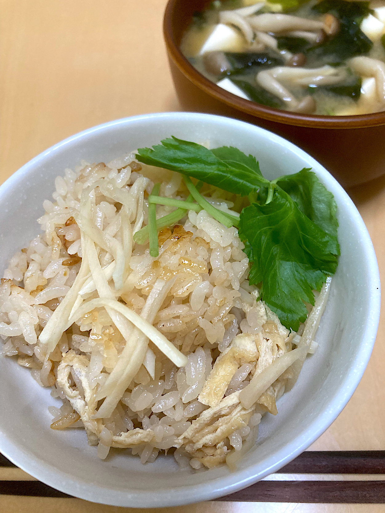 在宅勤務中の男飯(新生姜ご飯)