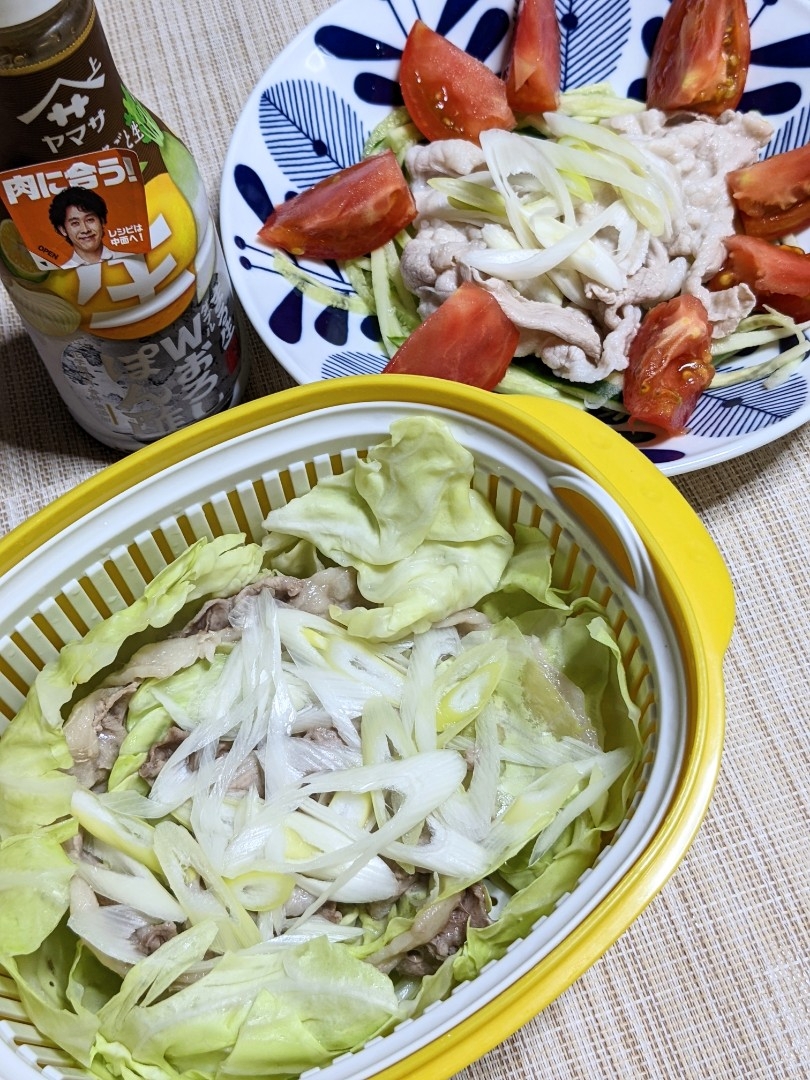 ゼロコンロ料理〜豚肉とキャベツの重ね蒸しと冷しゃぶサラダ仕立て