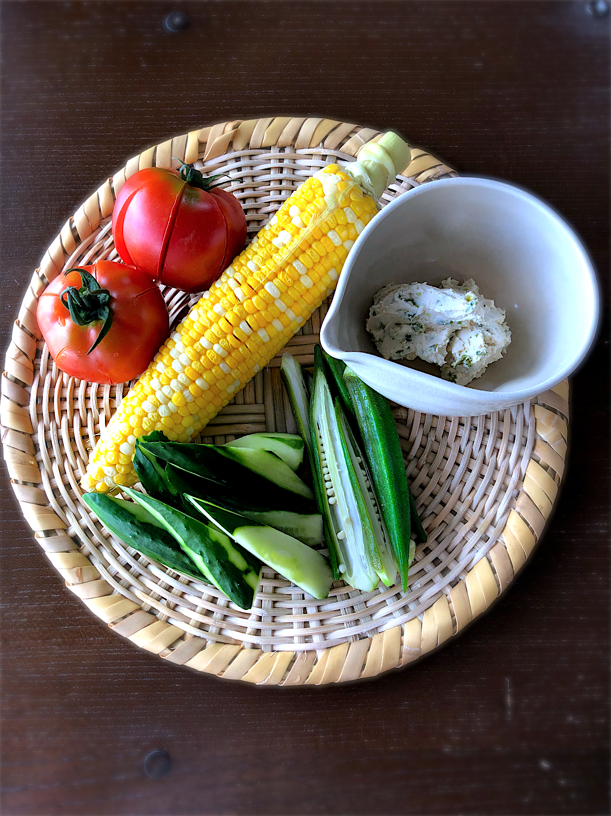 地元信州野菜のあおさ味噌チーズディップ添え