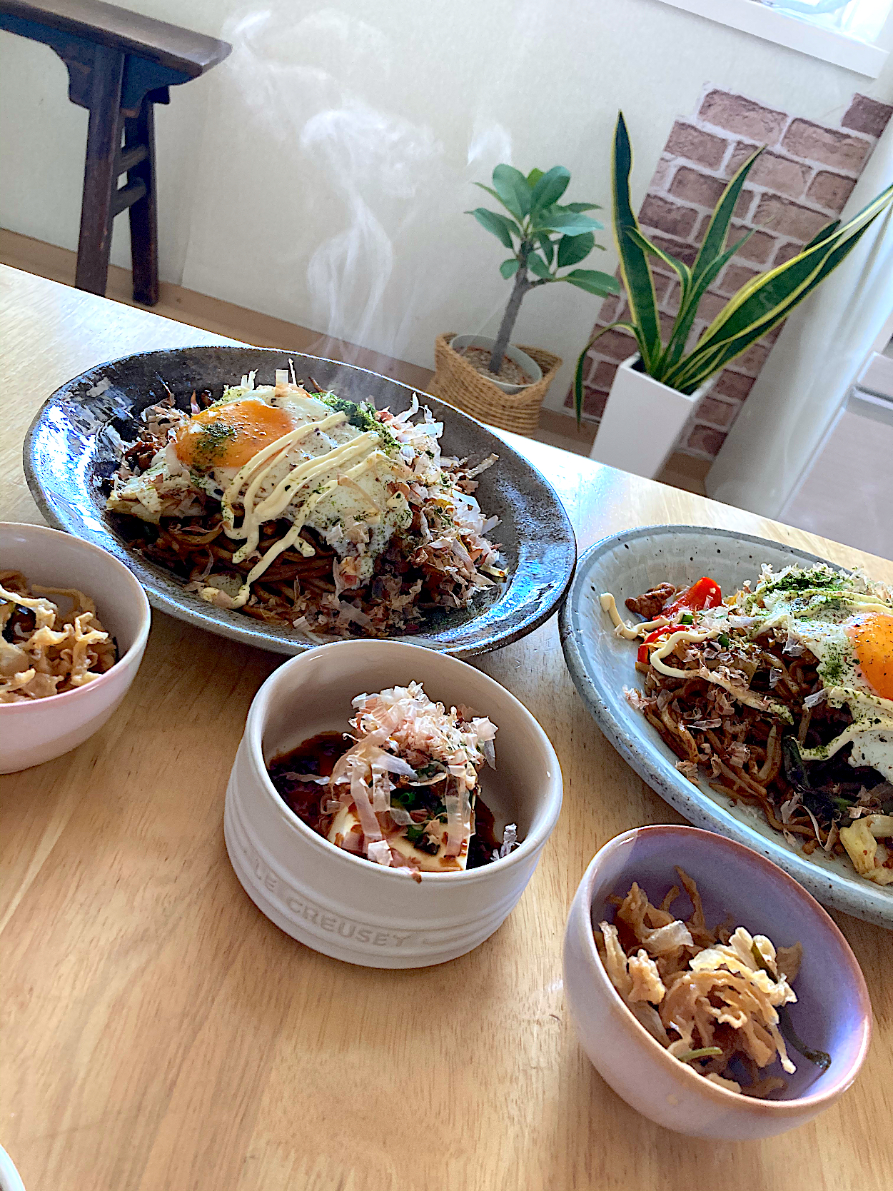 焼きそば❤️冷奴❤️切り干し大根のザワークラウト風