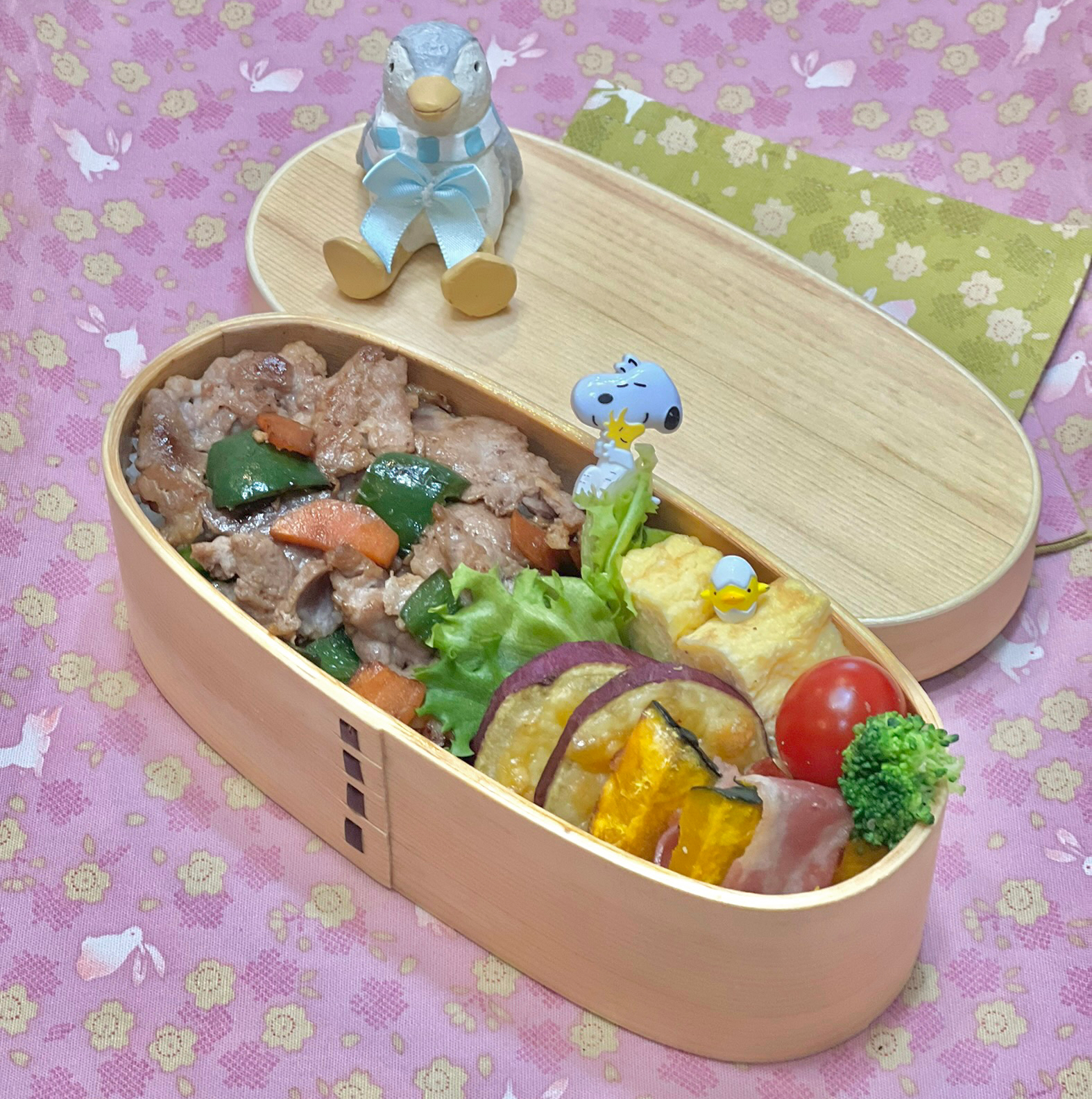 豚こま甘味噌炒め☘️の💙ちやんお弁当　10/24月