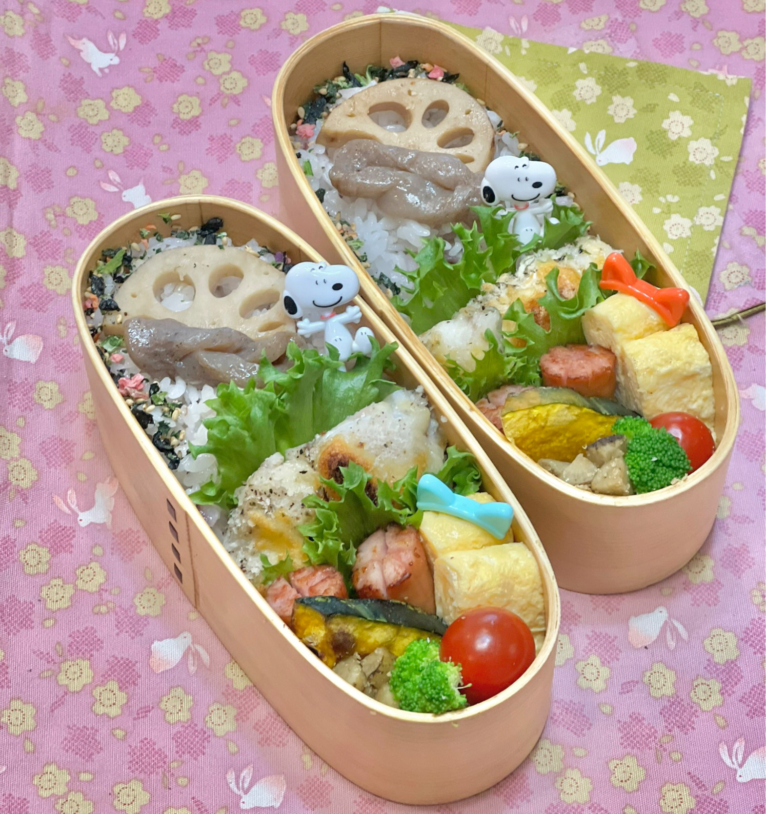 タラのチーズパン粉焼き☘️の双子ちやんお弁当💙❤️ 10/26水