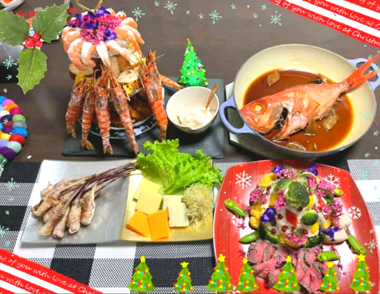 海老タワーのクリスマス料理