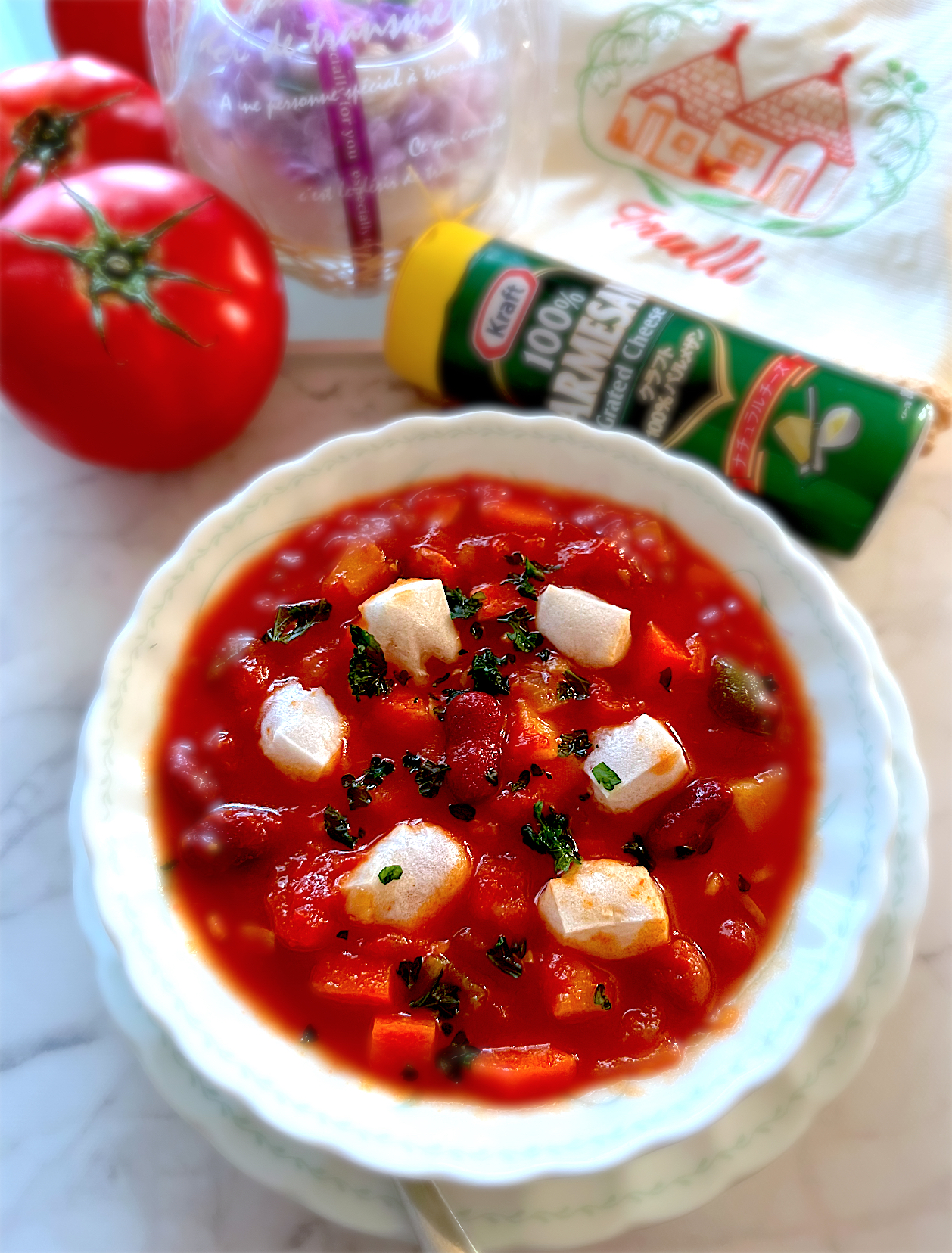 具沢山お餅のミネストローネ🍅♡